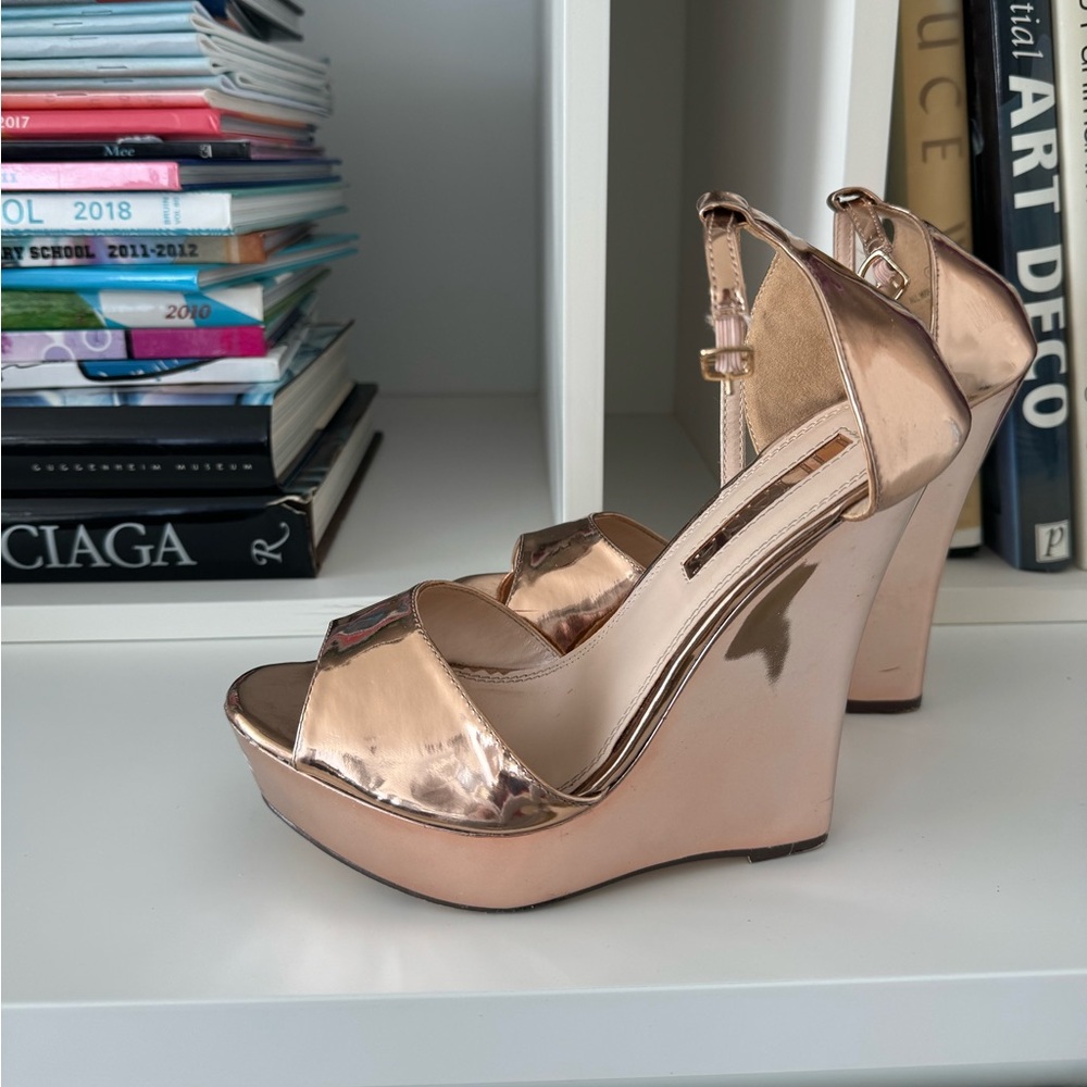 Y2K Rose Gold Platform Wedges